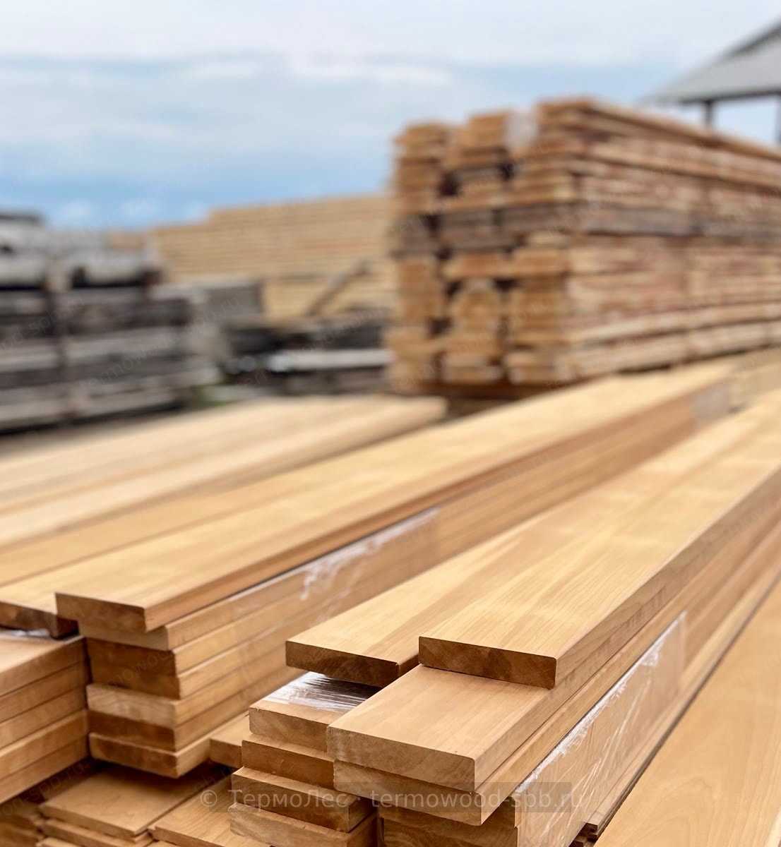 Полок из термоосины/ольхи 27×90 мм (1500–3000 мм)