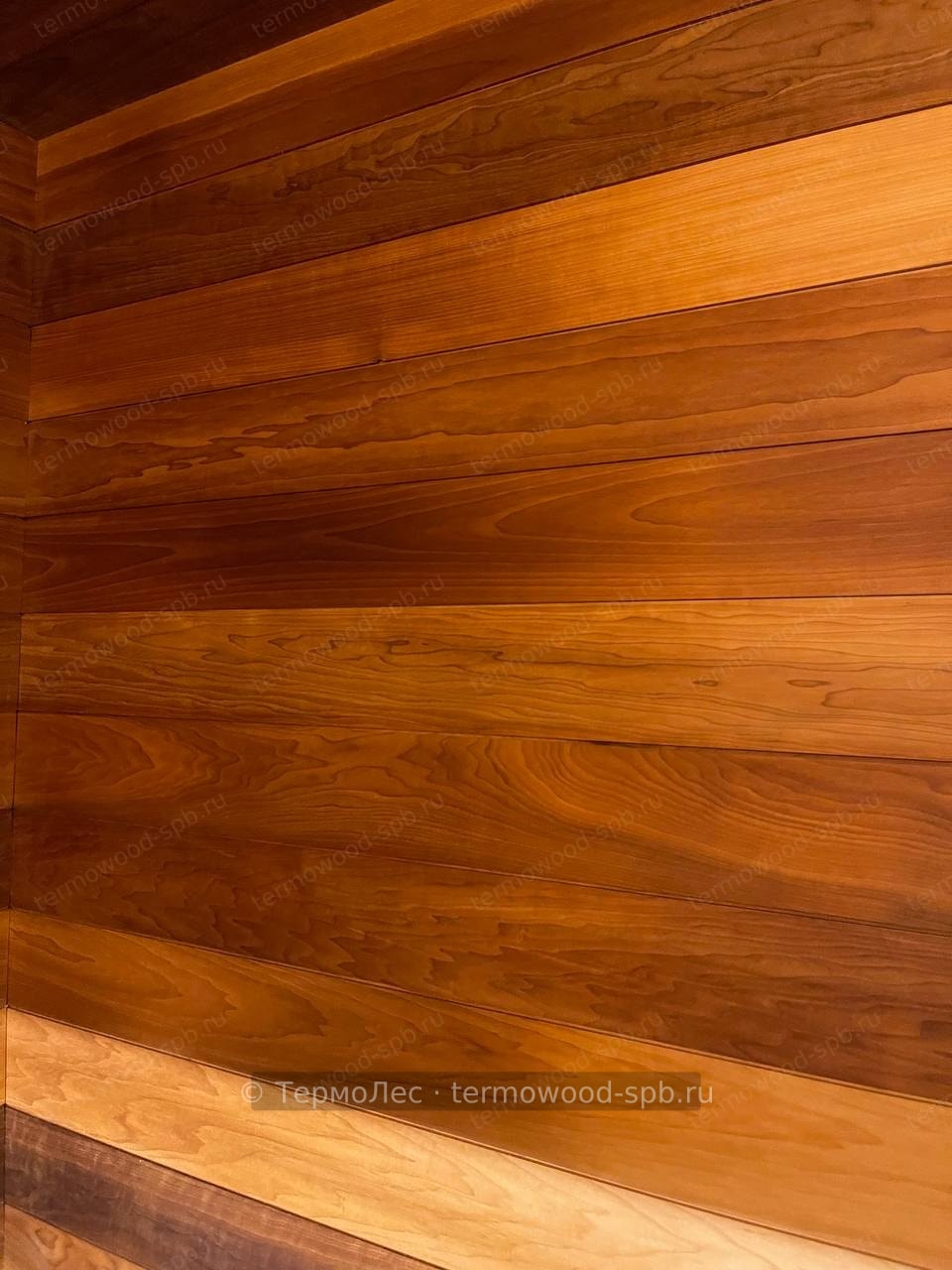 Стены бани, вагонка из термодерева